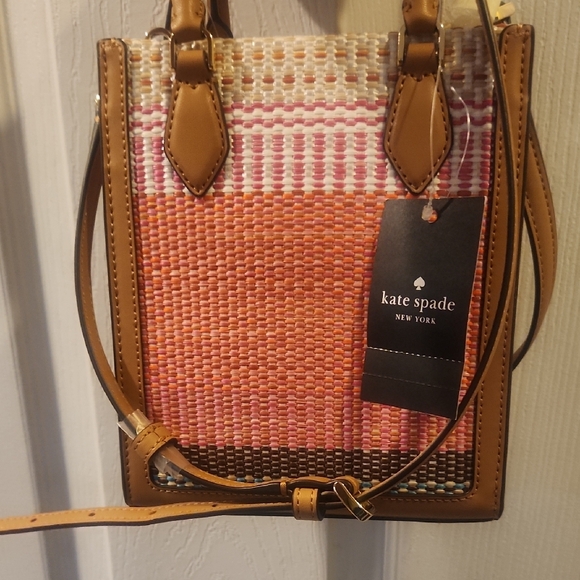Kate Spade Pink and Tan Mini Woven Bag NWT - Picture 4 of 11